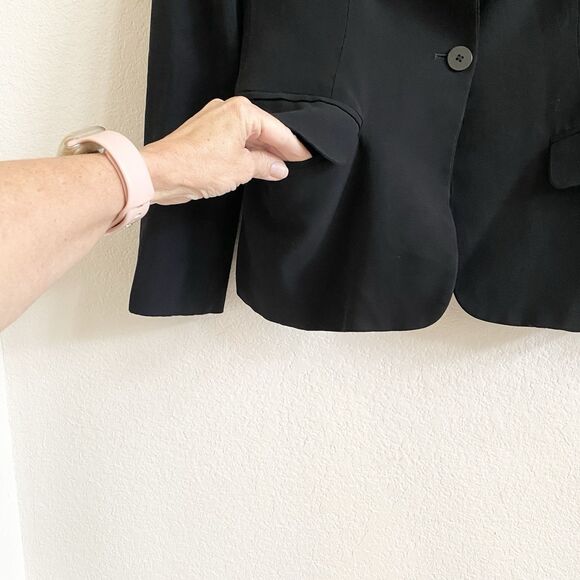 Adrienne Vittadini Womens Blazer Size 8 Black Structured Career Made Italy Lined - Picture 3 of 12